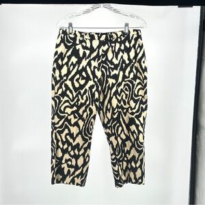 Women’s‎ Size 8 Black Brown Larry Levine Capris Pants Cropped Animal Print